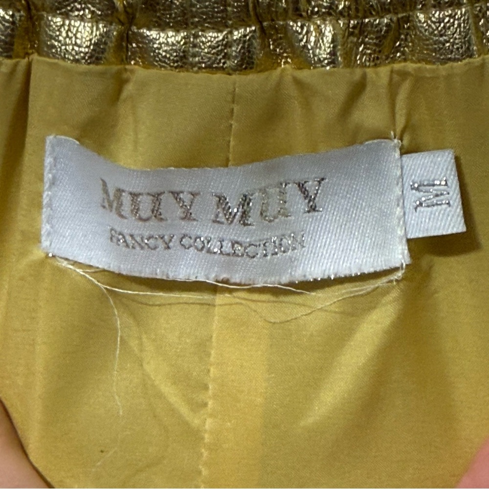 Gold Rhinestones Bedazzled High Waist Women's Shorts - Picture 9 of 10